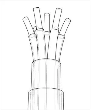 Seven-wire cable. Wire frame. 3D illustration Stock Illustration