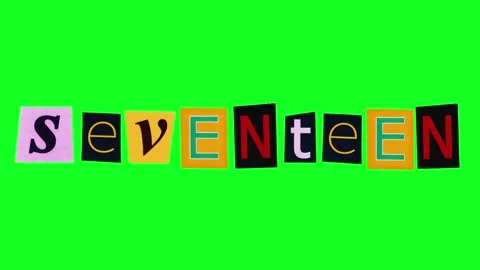 Seventeen Expressive artistic collage displaying colorful letter cutouts to Stock Footage 343945307