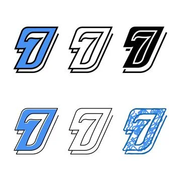 Seventh number range color icon vector Stock Illustration