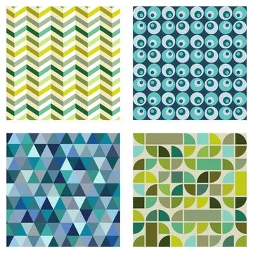 Seventies elements on colorful backgrounds Stock Illustration