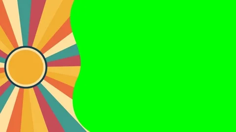 Seventies side sunburst chapter card green Stock Footage 345670131
