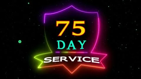 Seventy five day service shield badge 스톡 일러스트