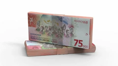 Seventy five indonesian rupiah 3d rotate animation Stock Footage 222035606