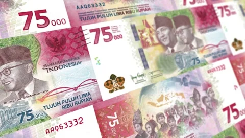 Seventy Five Thousand Indonesian Rupiah Limited Edition Display Stock Footage 336983857