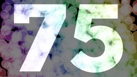 Seventy four to seventy five years birthday fade in/out animation with bokeh Stock Footage 108535386