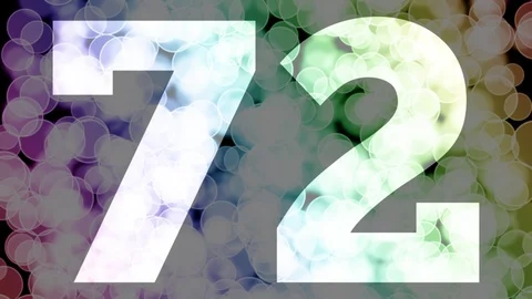 Seventy one to seventy two years birthday fade in/out animation with color bokeh Stockbeeldmateriaal 108535232