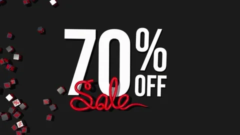 Seventy Percent Off 3D Render with Shiny &amp; Metal Materials, Special Sale Offer Stock Footage 190372320