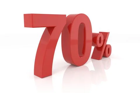 Seventy percent. 3D rendering. Stock Illustration