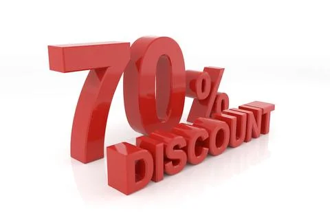 Seventy percent discount. 3D rendering. Stock Illustration