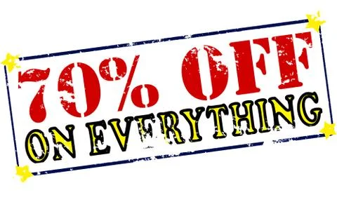 Seventy precent off on everything Stock Illustration