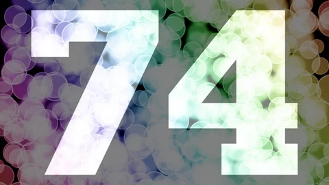 Seventy three to seventy four years birthday fade in/out animation with bokeh Stock Footage 108535331