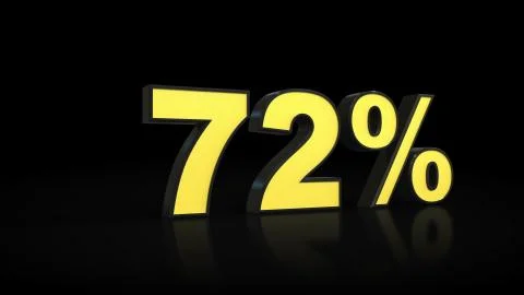 Seventy-two 72 % percent 3D rendering Illustrazione stock