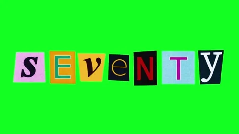 Seventy Vivid collage with bold contrast, Nostalgic seventieth anniversary card Stock Footage 343945577