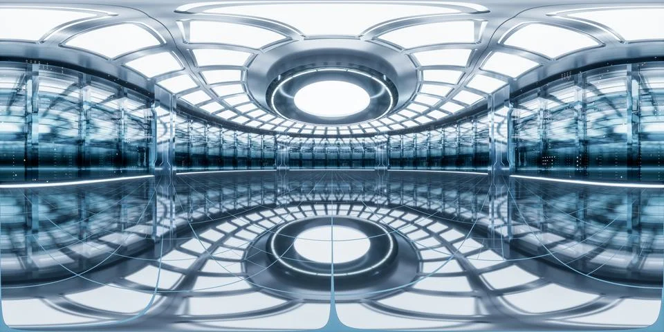 Sever racks and data center, 360-degree seamless panoramic view, 3d rendering 스톡 일러스트