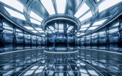 Sever racks and data center, big data and cloud computing concept, 3d rende.. Stock Illustration