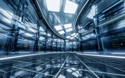 Sever racks and data center, big data and cloud computing concept, 3d rende.. Stock Illustration