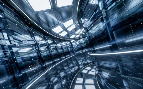 Sever racks and data center, big data and cloud computing concept, 3d rende.. Stock Illustration