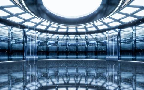 Sever racks and data center, big data and cloud computing concept, 3d rende.. Stock Illustration