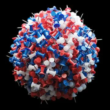Several assorted colors of plastic push pins in shape of sphere Stock Illustration