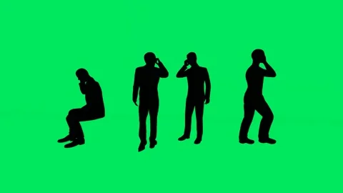 Several attractive athletic men on green screen background and silhouette isolat Video stock 232897991