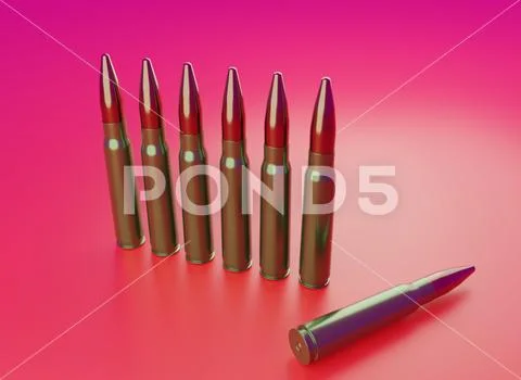 Several automatic cartridges mounted vertically and one dropped Stock Illustration