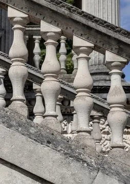 Several balusters classic constructed from stone, which are the vertical su.. Stock Photos