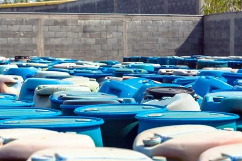 Several barrels of toxic Foto stock