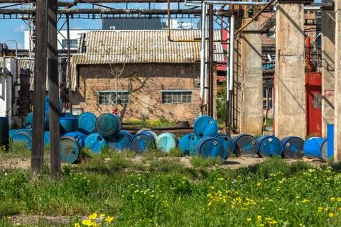 Several barrels of toxic Stock Photos