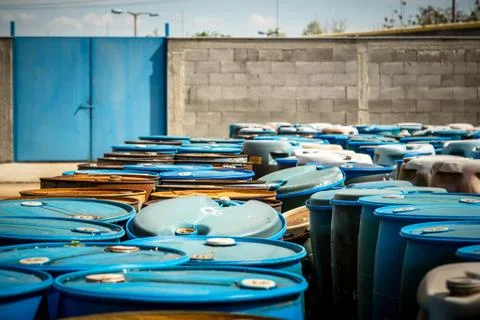 Several barrels of toxic Foto stock