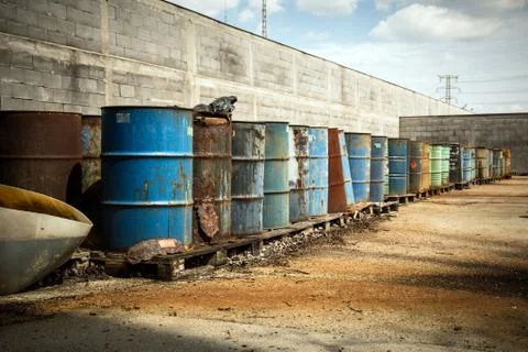 Several barrels of toxic Stock Photos