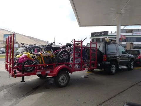 Several bikes on a trailer Stock Photos
