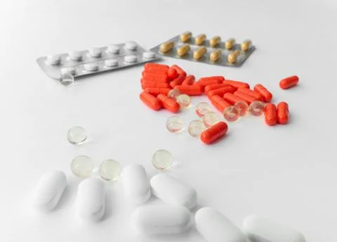Several blisters with pills Stock Photos
