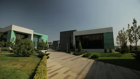 Several blocks of the modern building, top down, general shot Stock Footage 74384488