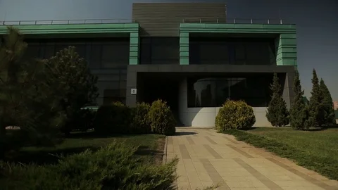 Several blocks of the modern building, top down, m/s Stock Footage 75985981