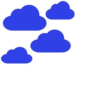 Several blue clouds on a white background Stock Illustration