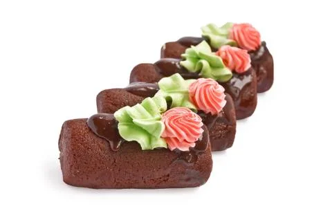 Several brown sponge cake Stock Photos
