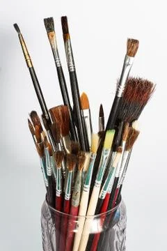 Several brushes in a jar 写真素材