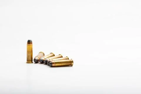 Several bullets of the 38 caliber special for a handgun or revolver Stock Photos