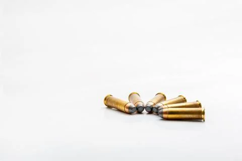 Several bullets of the 38 caliber special for a handgun or revolver Stock Photos