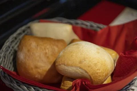 Several buns in a basket Stock Photos