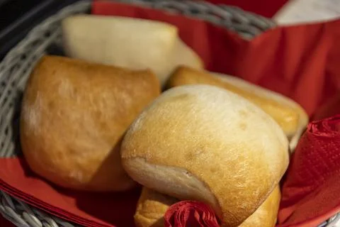 Several buns in a basket 스톡 사진