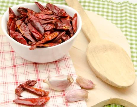 Several cayenne peppers Stock Photos