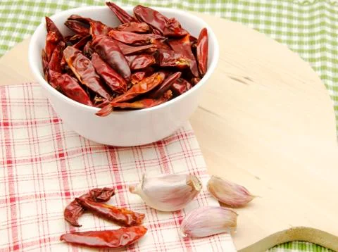 Several cayenne peppers Stock Photos