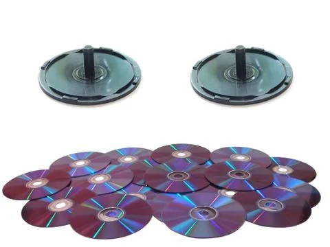 Several CDs are shiny side up Stock Photos