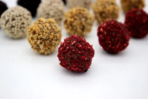Several chocolates on white background Stock Photos