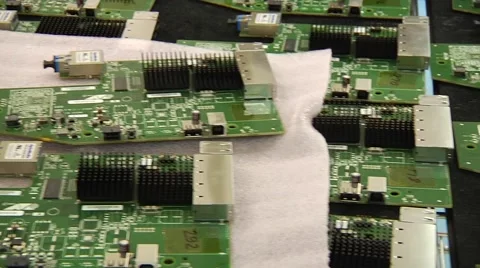 Several Circuit Boards on a Table Stock Footage 43070954