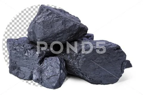 Several coal stones lie in a pile. PSD Template