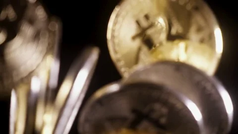 Several coins fall Stock Footage 85388018