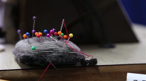 Several color needles to sew Stock Footage 56524543