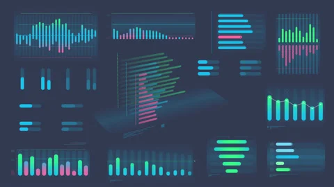 Several colored Bar charts on a transparent background Stock Footage 111157399